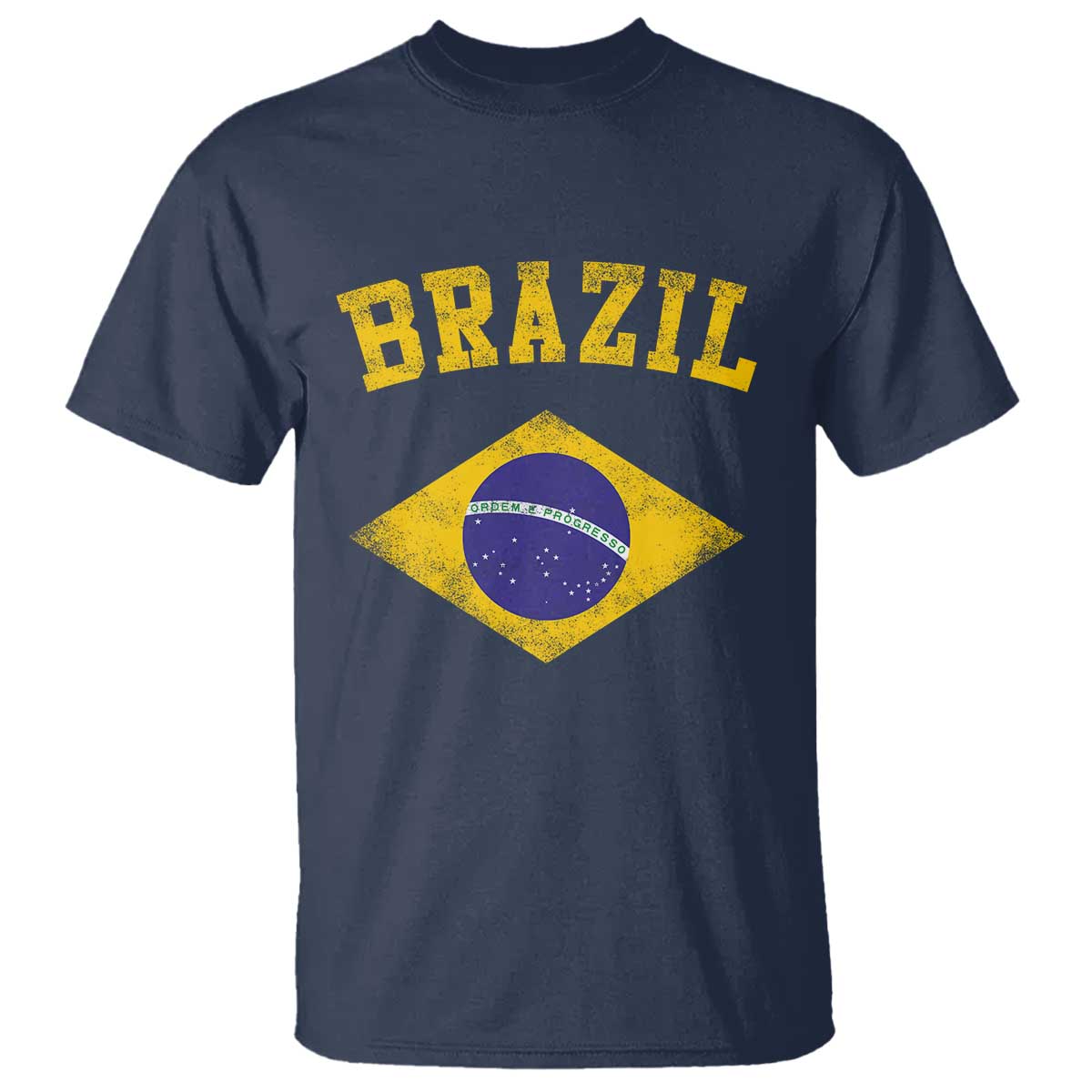 Vintage Brazil Flag Patriotic Brazilian Pride T Shirt TS11 Navy Print Your Wear