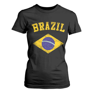 Vintage Brazil Flag Patriotic Brazilian Pride T Shirt For Women TS11 Black Print Your Wear