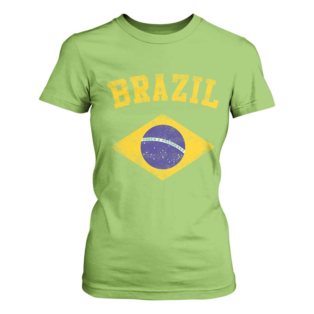 Vintage Brazil Flag Patriotic Brazilian Pride T Shirt For Women TS11 Lime Print Your Wear