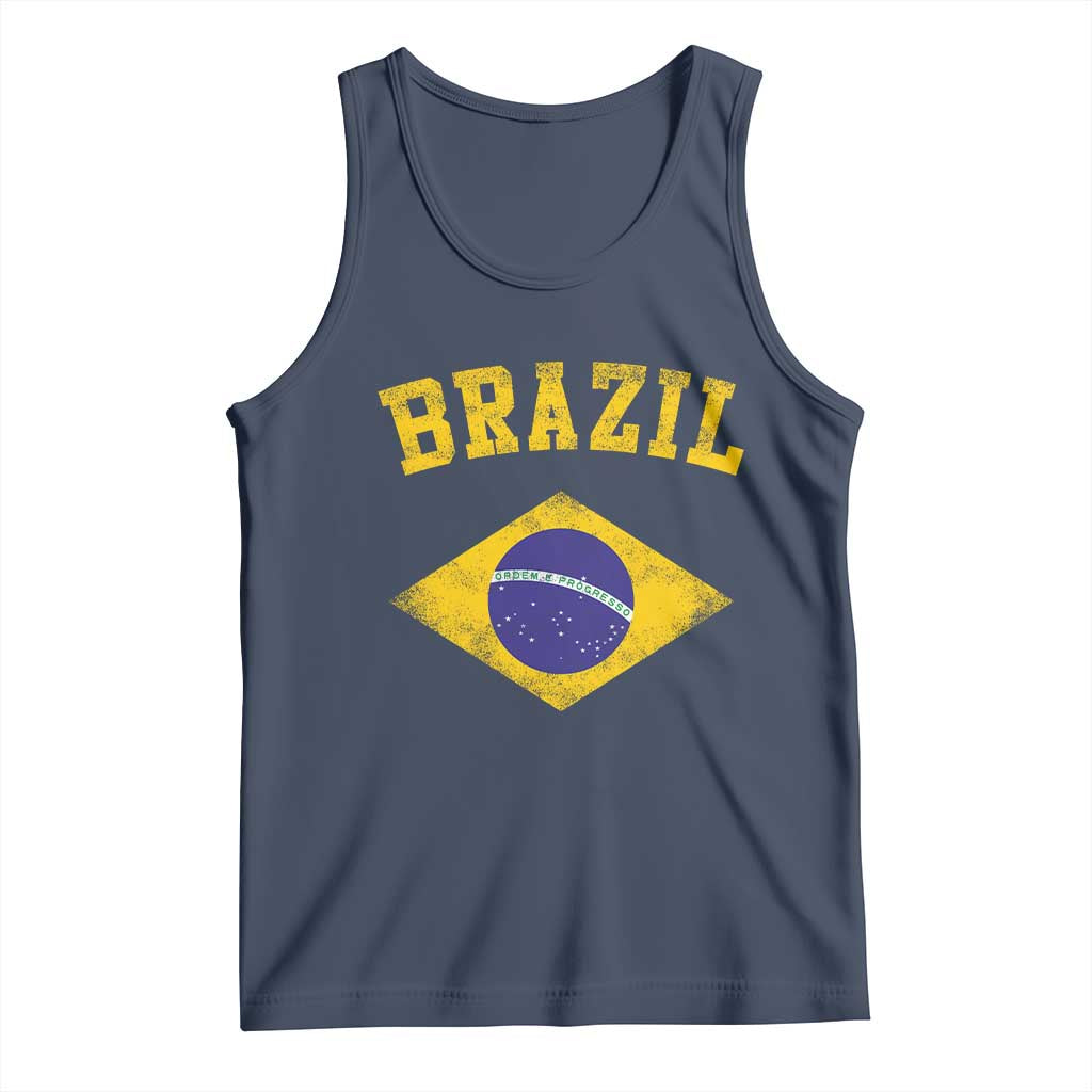Vintage Brazil Flag Patriotic Brazilian Pride Tank Top TS11 Navy Print Your Wear