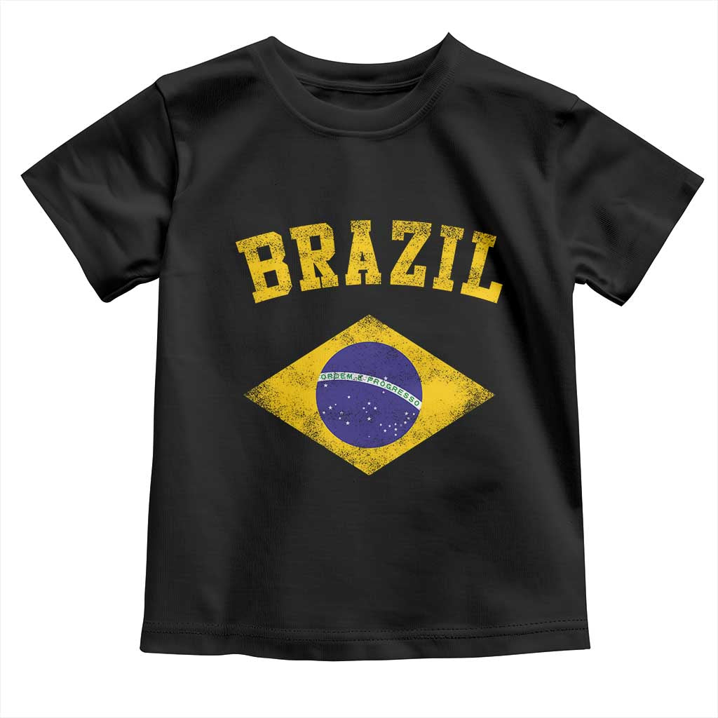 Vintage Brazil Flag Patriotic Brazilian Pride Toddler T Shirt TS11 Black Print Your Wear