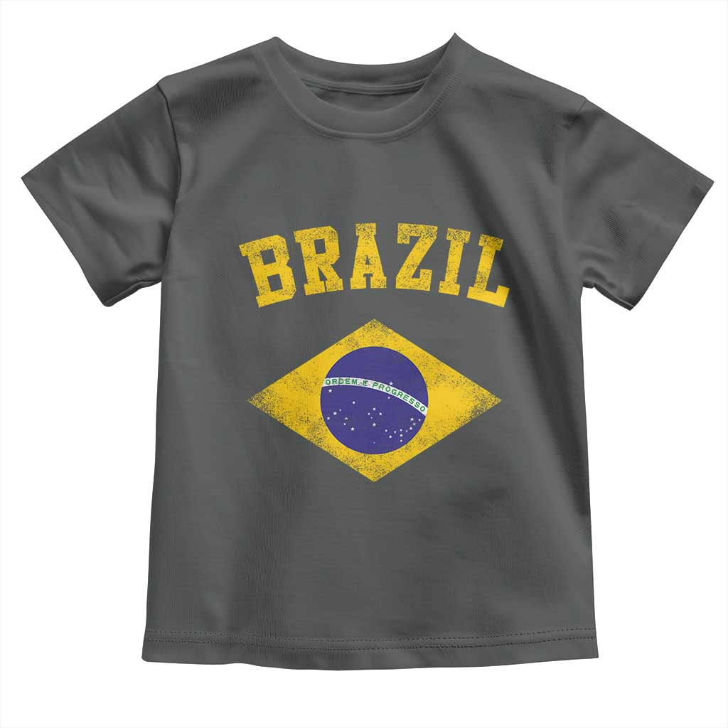 Vintage Brazil Flag Patriotic Brazilian Pride Toddler T Shirt TS11 Dark Heather Print Your Wear