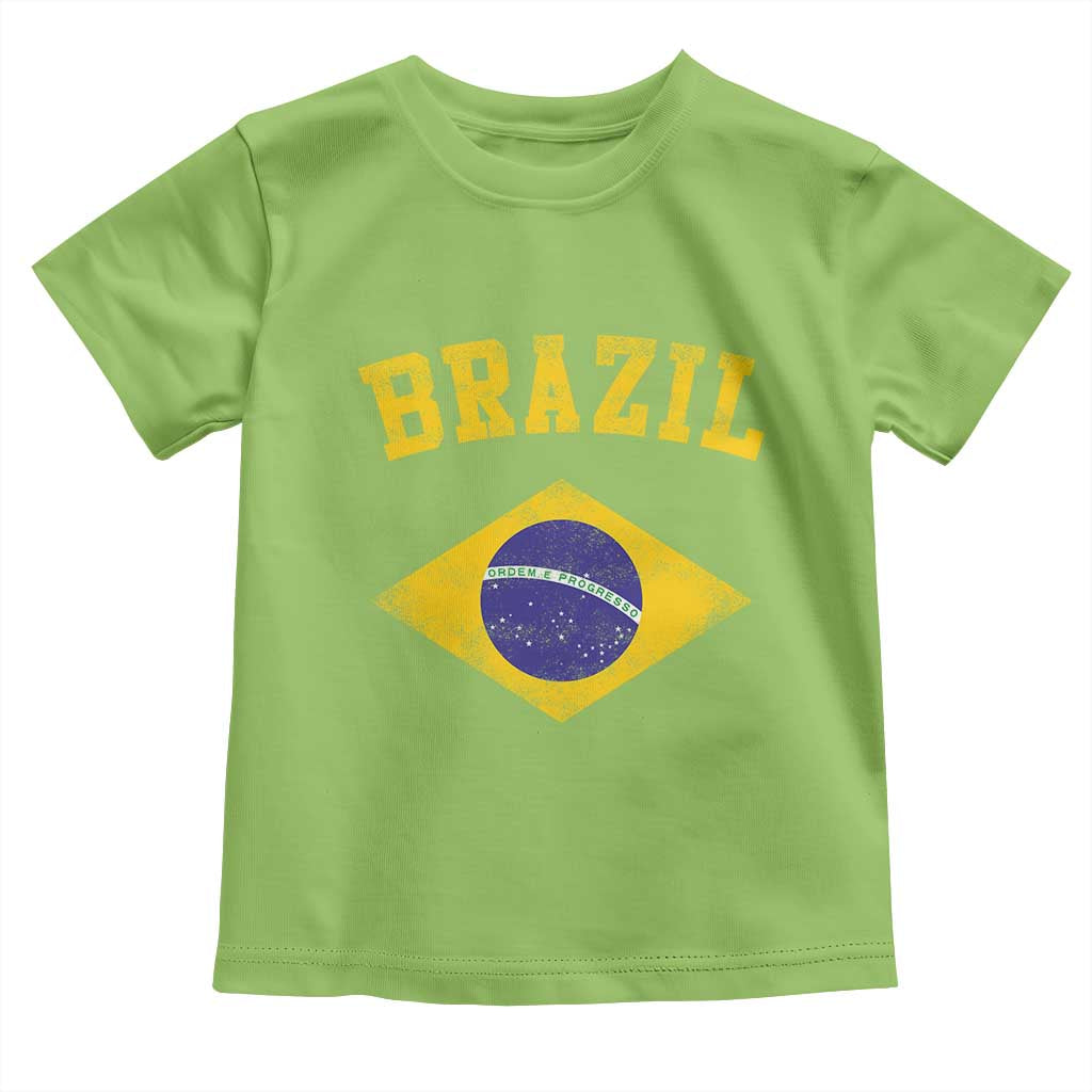 Vintage Brazil Flag Patriotic Brazilian Pride Toddler T Shirt TS11 Lime Print Your Wear