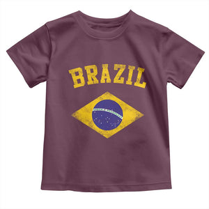 Vintage Brazil Flag Patriotic Brazilian Pride Toddler T Shirt TS11 Maroon Print Your Wear