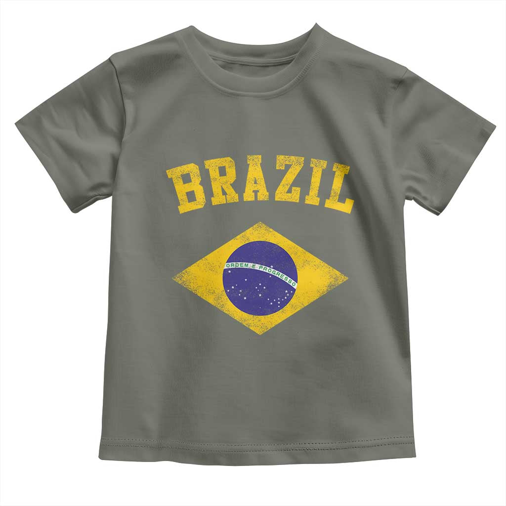 Vintage Brazil Flag Patriotic Brazilian Pride Toddler T Shirt TS11 Military Green Print Your Wear