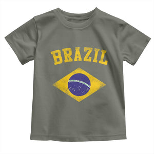 Vintage Brazil Flag Patriotic Brazilian Pride Toddler T Shirt TS11 Military Green Print Your Wear
