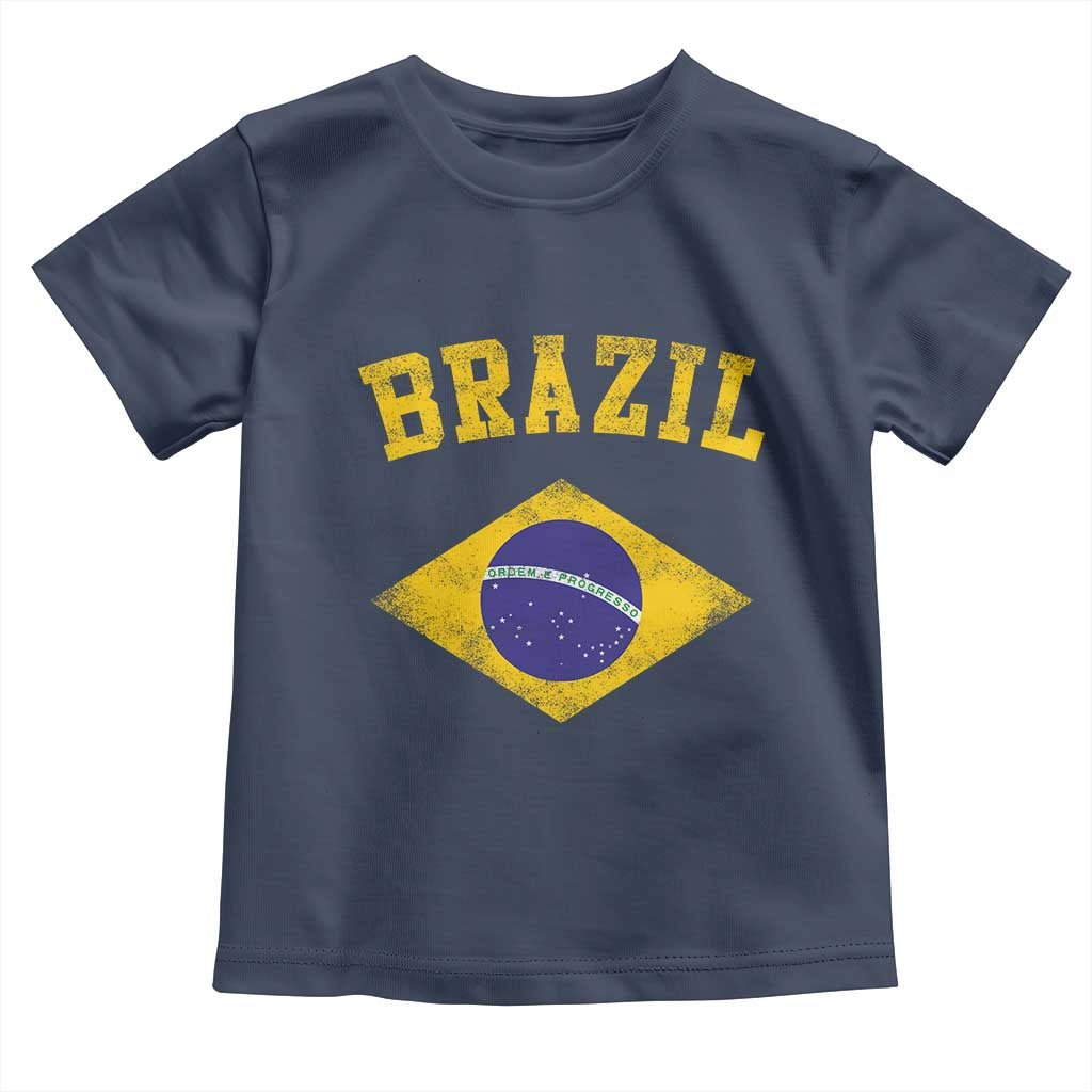 Vintage Brazil Flag Patriotic Brazilian Pride Toddler T Shirt TS11 Navy Print Your Wear