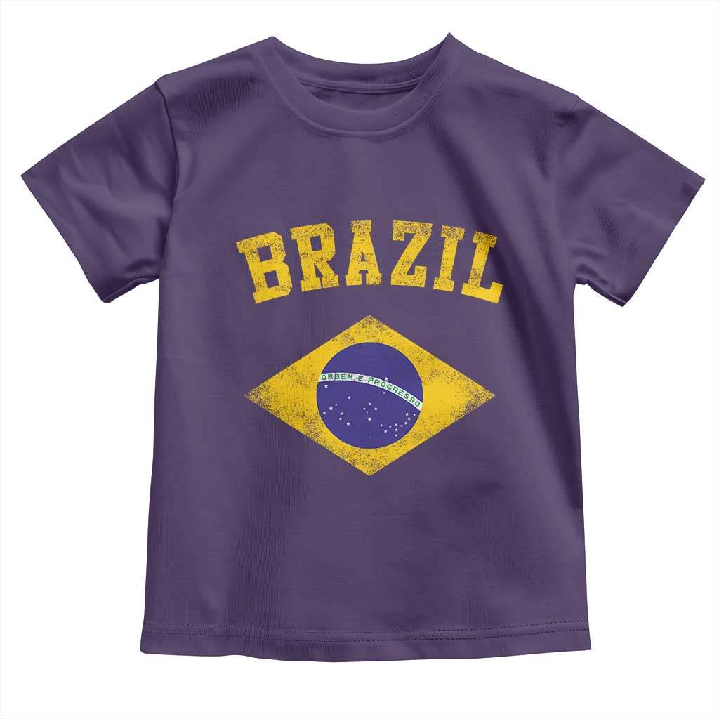 Vintage Brazil Flag Patriotic Brazilian Pride Toddler T Shirt TS11 Purple Print Your Wear
