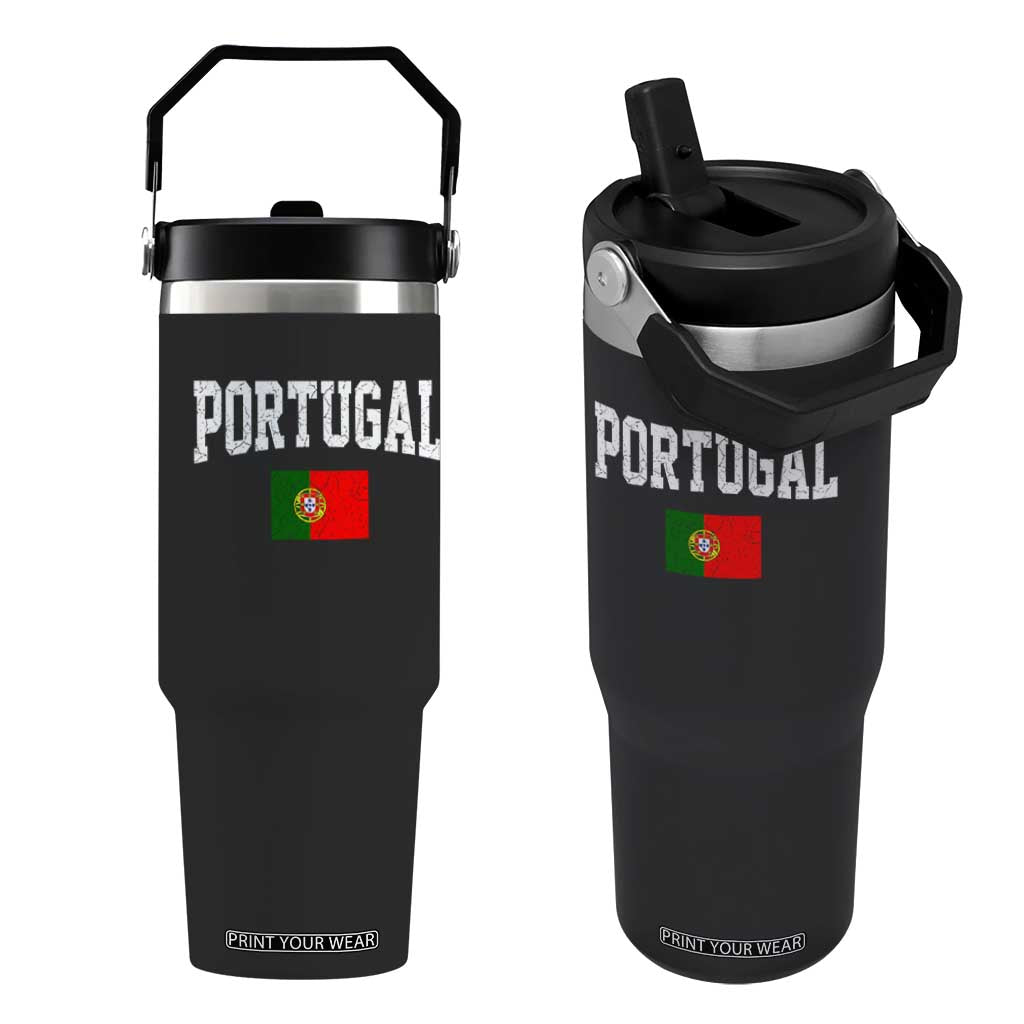 Vintage Portugal Flag Portuguese Pride Throwback Design Flip Straw Tumbler