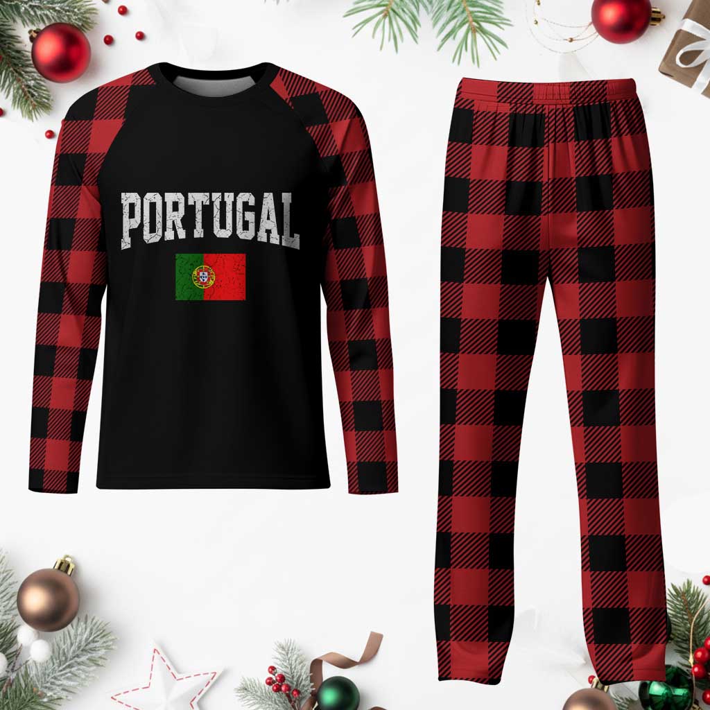 Vintage Portugal Flag Portuguese Pride Throwback Design Plaid Pajama Set