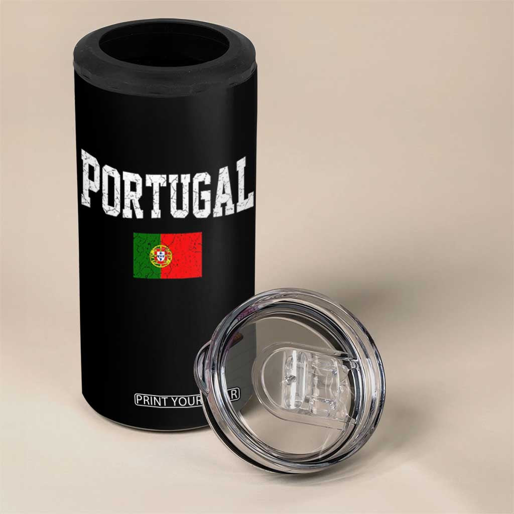 Vintage Portugal Flag Portuguese Pride Throwback Design 4 in 1 Can Cooler Tumbler