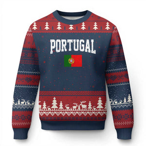 Vintage Portugal Flag Portuguese Pride Throwback Design Ugly Christmas Sweater