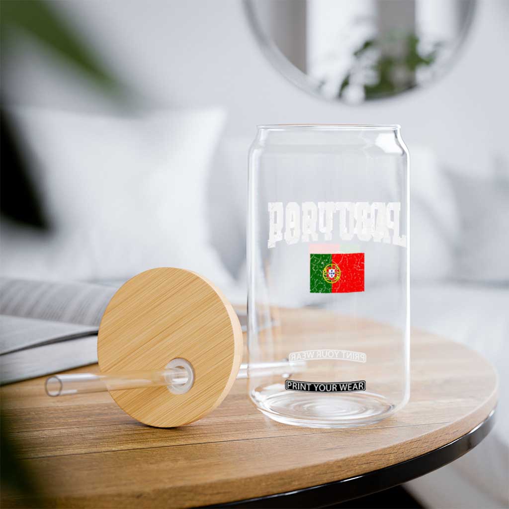 Vintage Portugal Flag Portuguese Pride Throwback Design Glass Can
