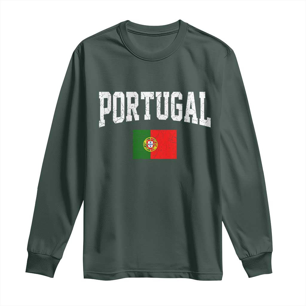 Vintage Portugal Flag Portuguese Pride Throwback Design Long Sleeve Shirt