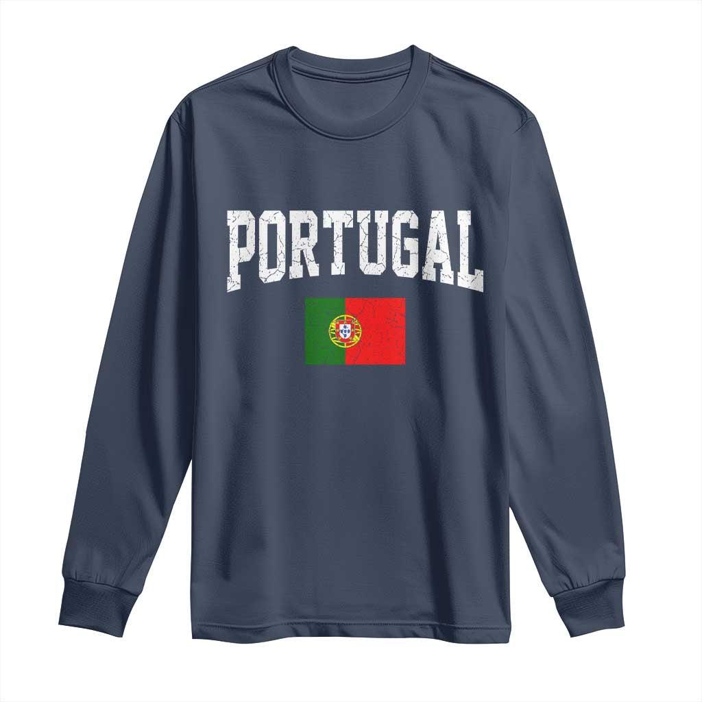 Vintage Portugal Flag Portuguese Pride Throwback Design Long Sleeve Shirt