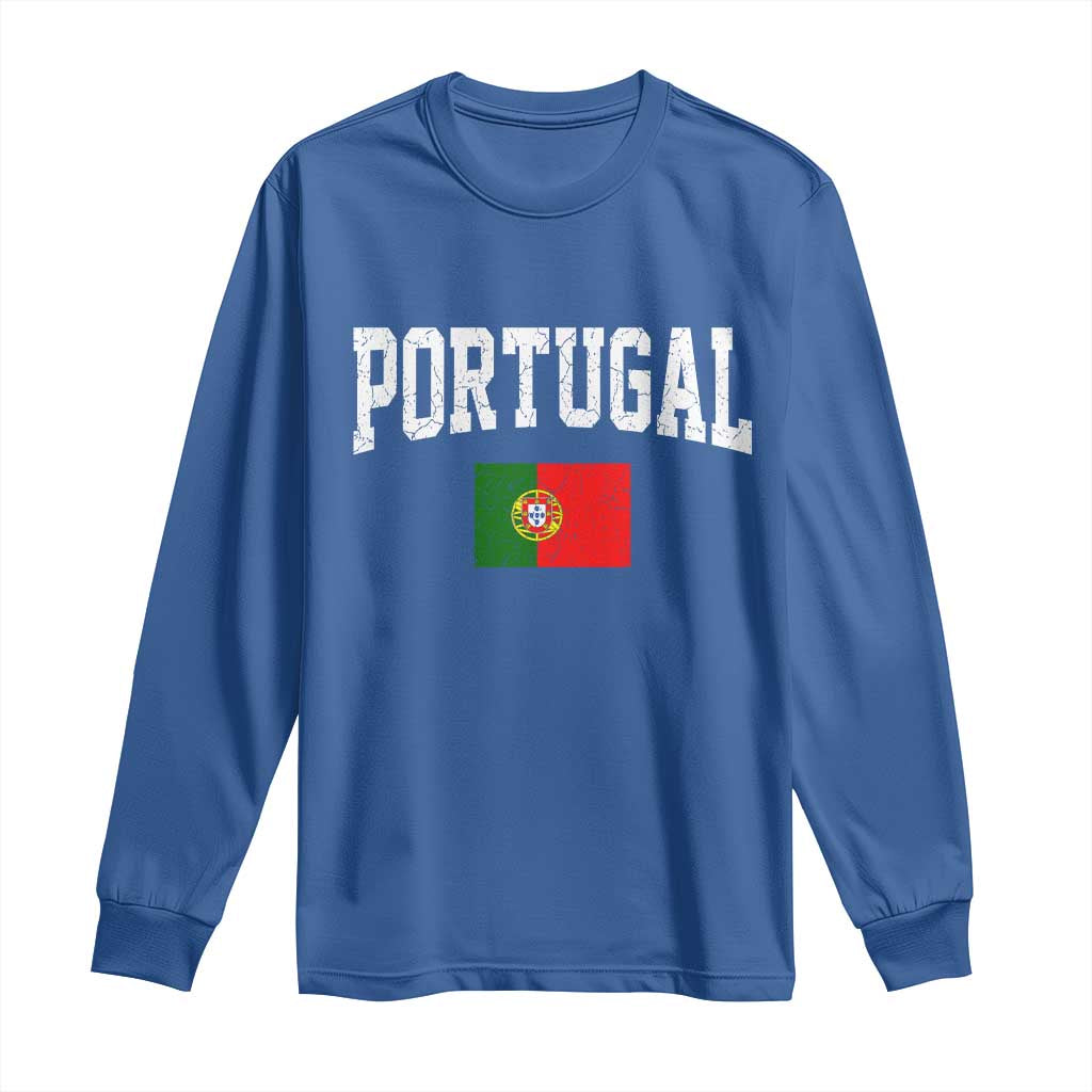 Vintage Portugal Flag Portuguese Pride Throwback Design Long Sleeve Shirt