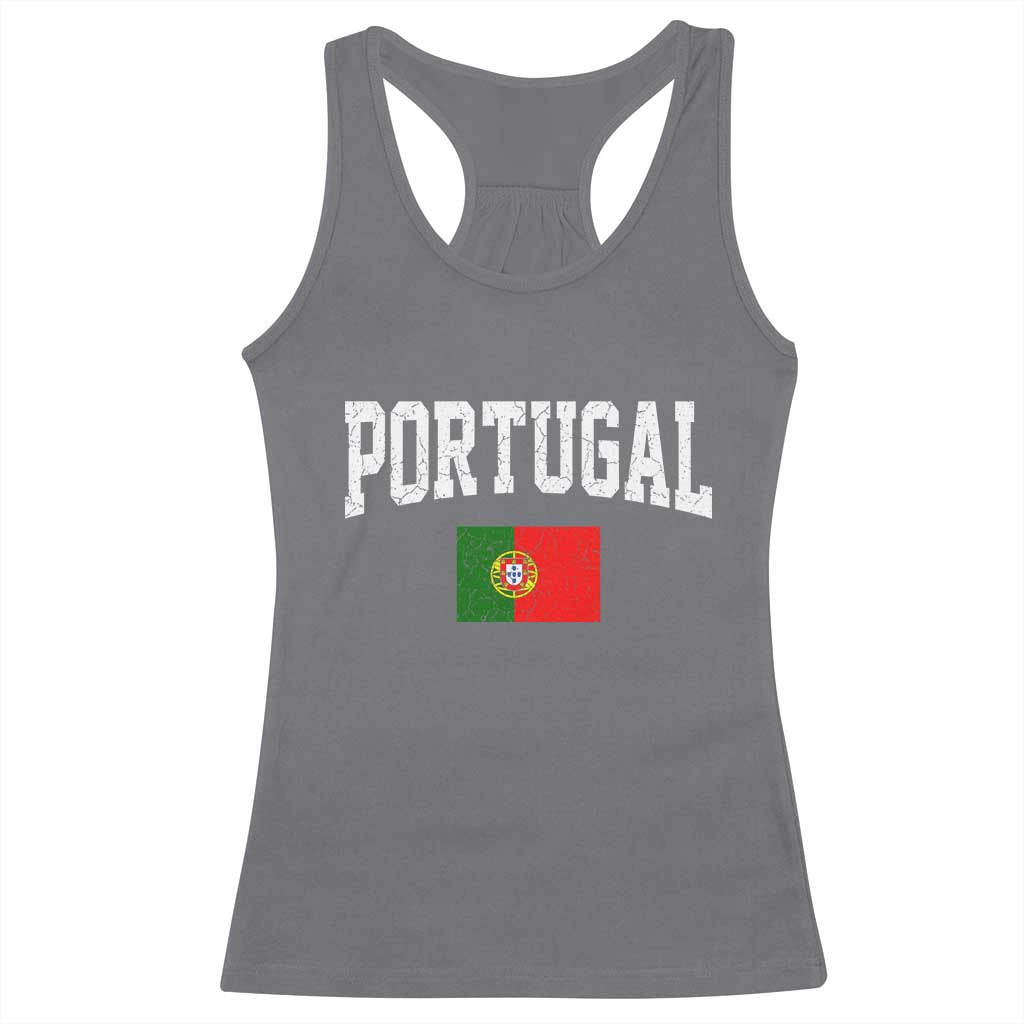 Vintage Portugal Flag Portuguese Pride Throwback Design Racerback Tank Top