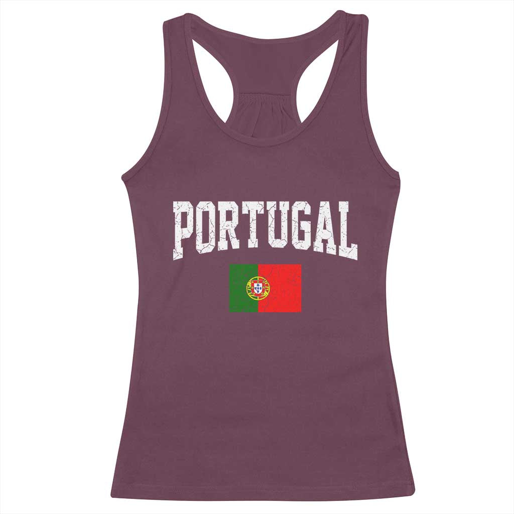 Vintage Portugal Flag Portuguese Pride Throwback Design Racerback Tank Top