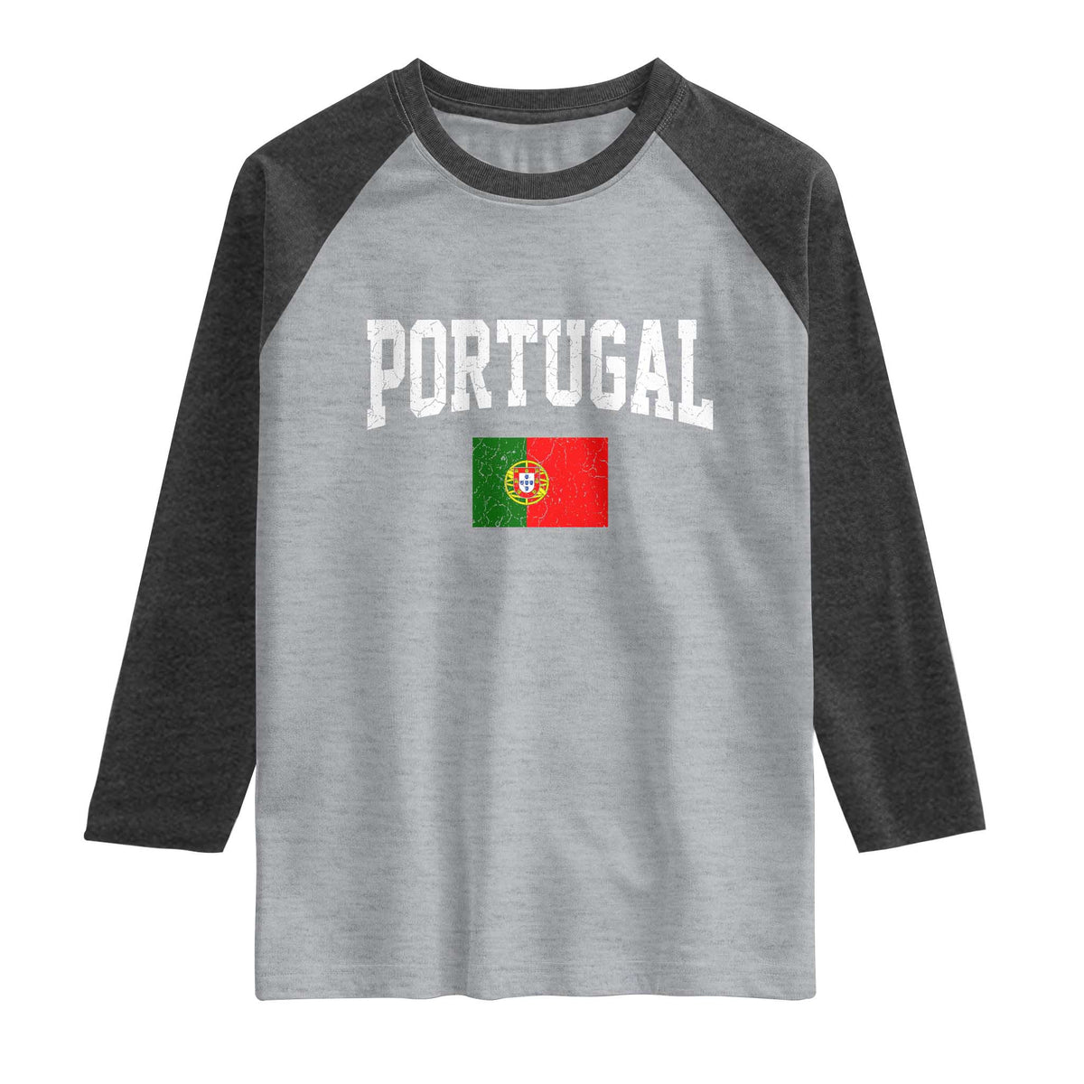 Vintage Portugal Flag Portuguese Pride Throwback Design Raglan Shirt