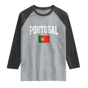 Vintage Portugal Flag Portuguese Pride Throwback Design Raglan Shirt