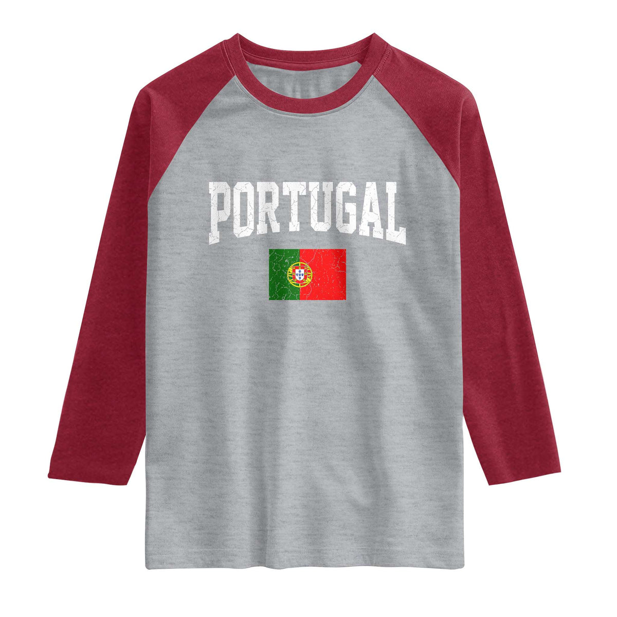 Vintage Portugal Flag Portuguese Pride Throwback Design Raglan Shirt