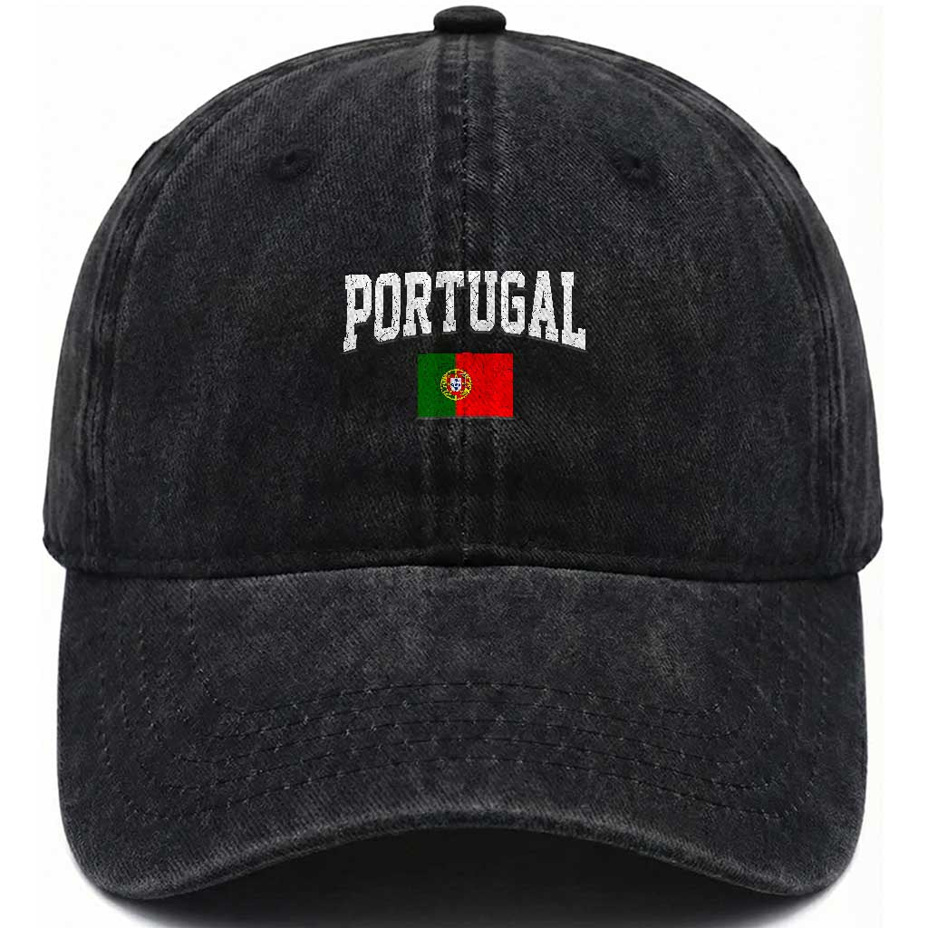 Vintage Portugal Flag Portuguese Pride Throwback Design Washed Cotton Baseball Cap