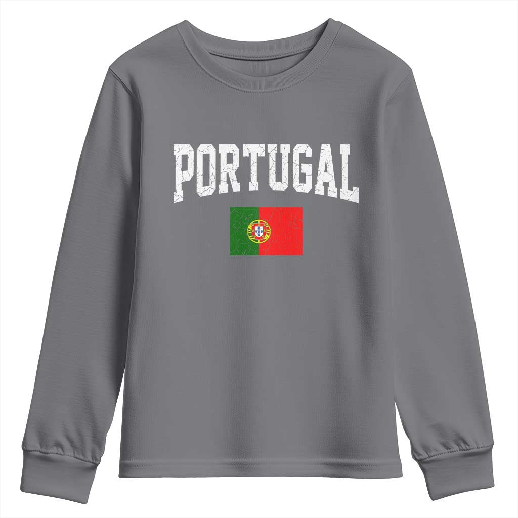 Vintage Portugal Flag Portuguese Pride Throwback Design Youth Sweatshirt