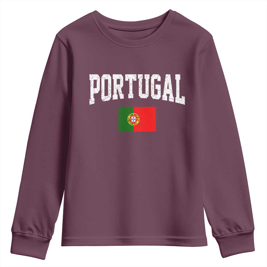 Vintage Portugal Flag Portuguese Pride Throwback Design Youth Sweatshirt