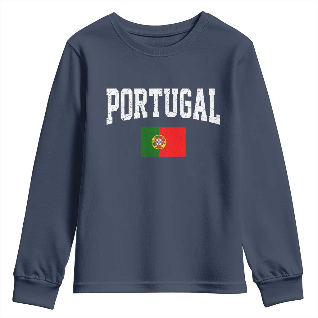 Vintage Portugal Flag Portuguese Pride Throwback Design Youth Sweatshirt