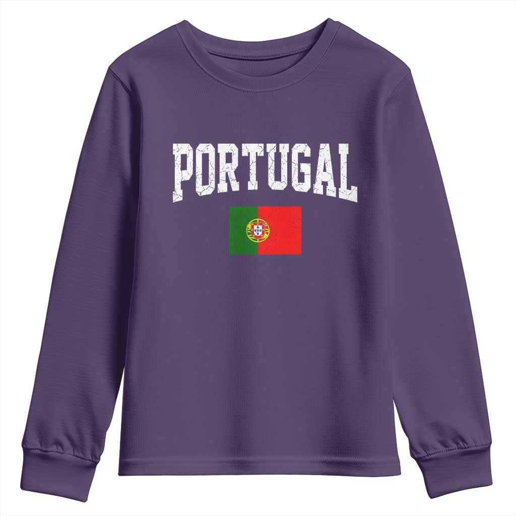 Vintage Portugal Flag Portuguese Pride Throwback Design Youth Sweatshirt