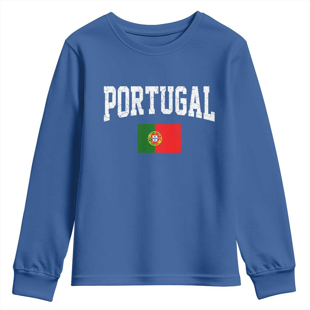 Vintage Portugal Flag Portuguese Pride Throwback Design Youth Sweatshirt