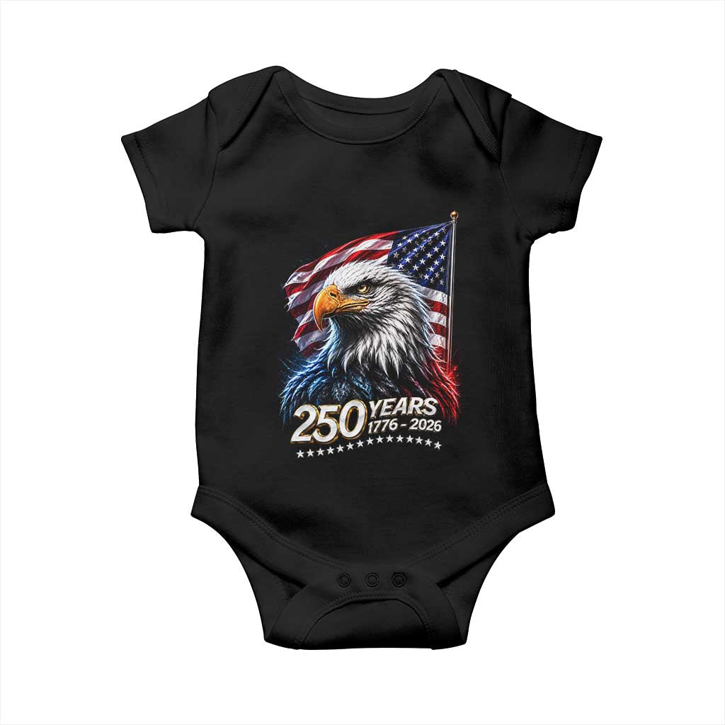 250 Years USA 250th Anniversary Baby Onesie Patriotic Eagle 4th of July TS11 Black Print Your Wear