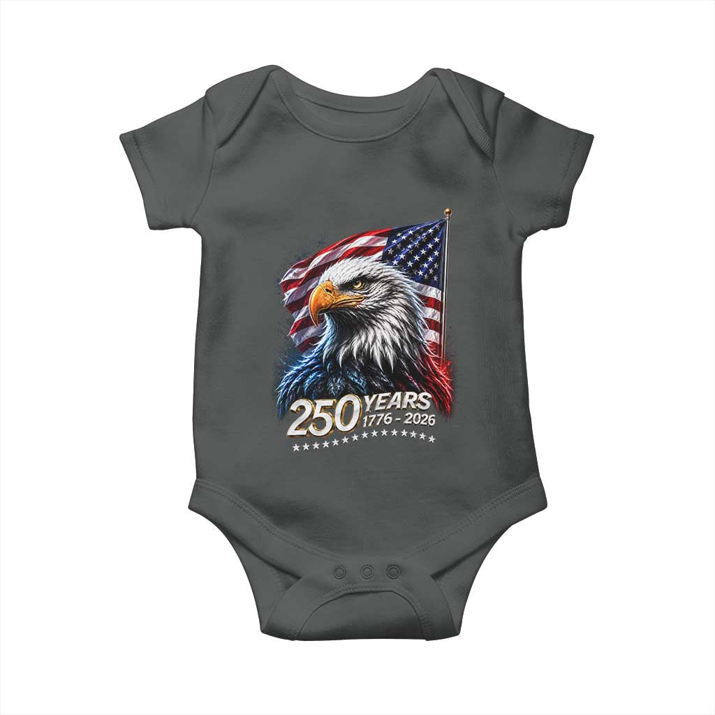 250 Years USA 250th Anniversary Baby Onesie Patriotic Eagle 4th of July TS11 Dark Heather Print Your Wear