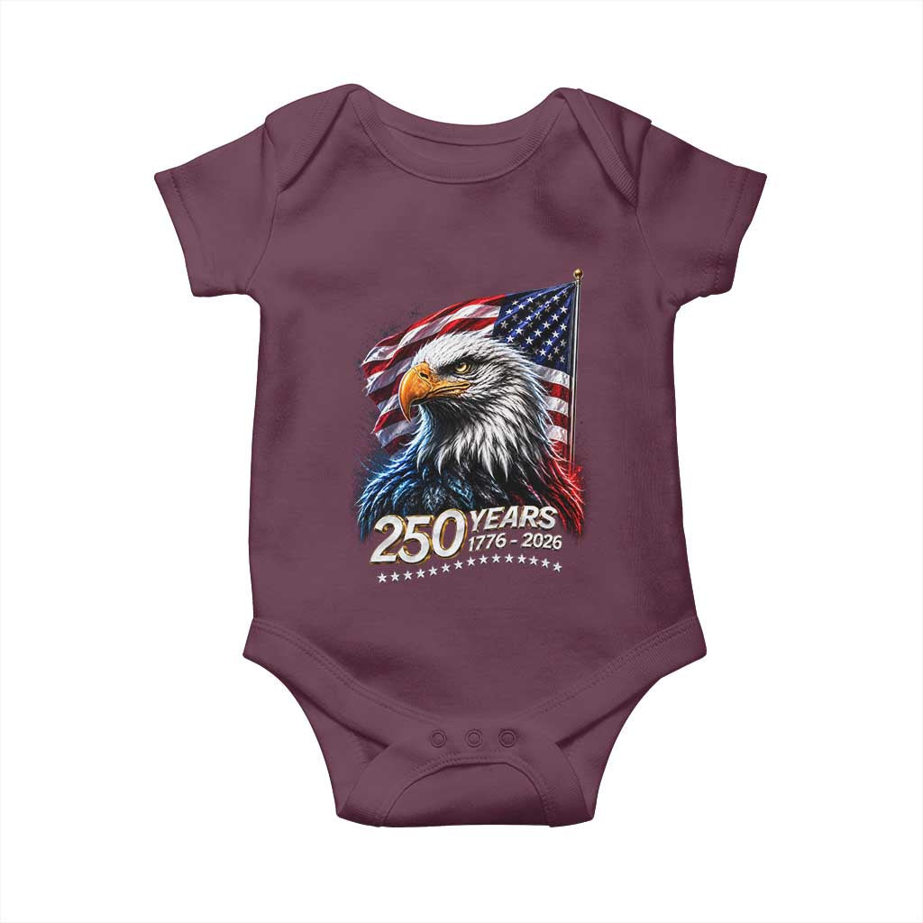 250 Years USA 250th Anniversary Baby Onesie Patriotic Eagle 4th of July TS11 Maroon Print Your Wear