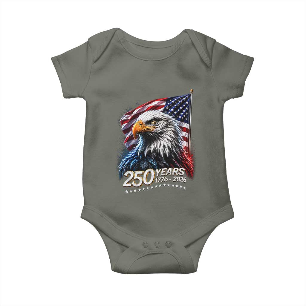 250 Years USA 250th Anniversary Baby Onesie Patriotic Eagle 4th of July TS11 Military Green Print Your Wear