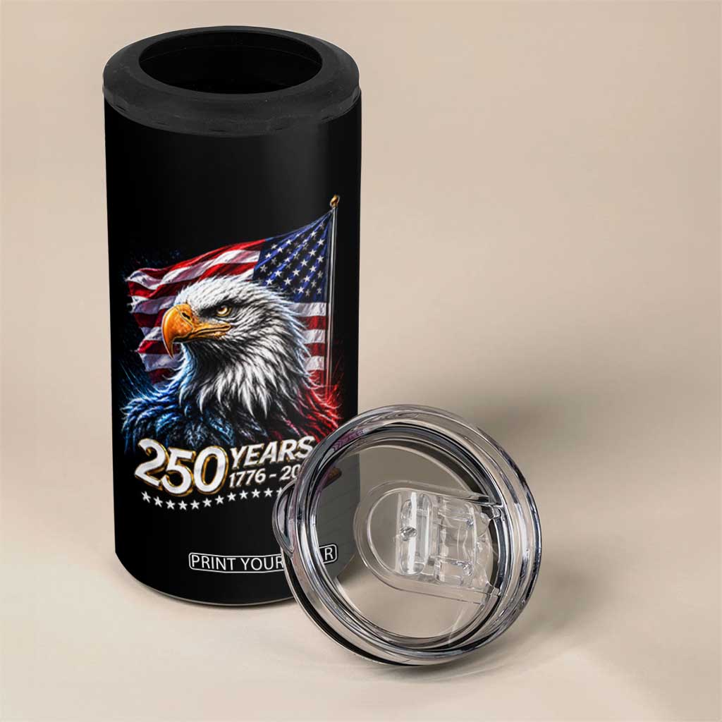 250 Years USA 250th Anniversary 4 in 1 Can Cooler Tumbler Patriotic Eagle 4th of July