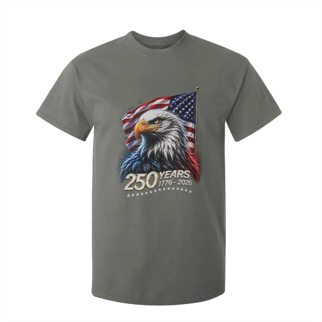 250 Years USA 250th Anniversary T Shirt For Kid Patriotic Eagle 4th of July TS11 Military Green Print Your Wear