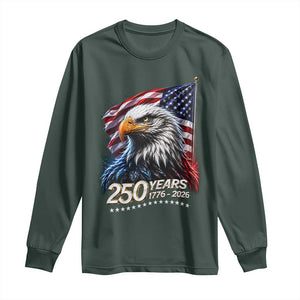 250 Years USA 250th Anniversary Long Sleeve Shirt Patriotic Eagle 4th of July TS11 Dark Forest Green Print Your Wear