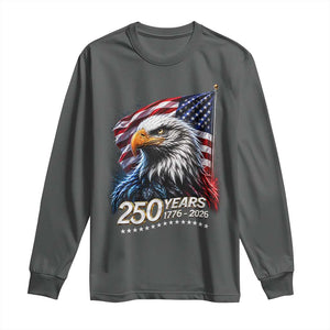 250 Years USA 250th Anniversary Long Sleeve Shirt Patriotic Eagle 4th of July TS11 Dark Heather Print Your Wear