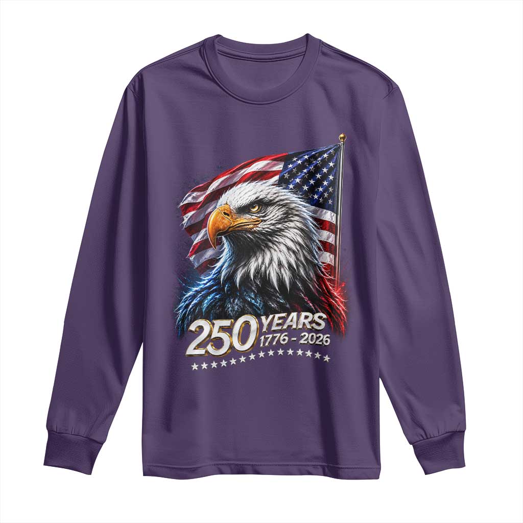 250 Years USA 250th Anniversary Long Sleeve Shirt Patriotic Eagle 4th of July TS11 Purple Print Your Wear