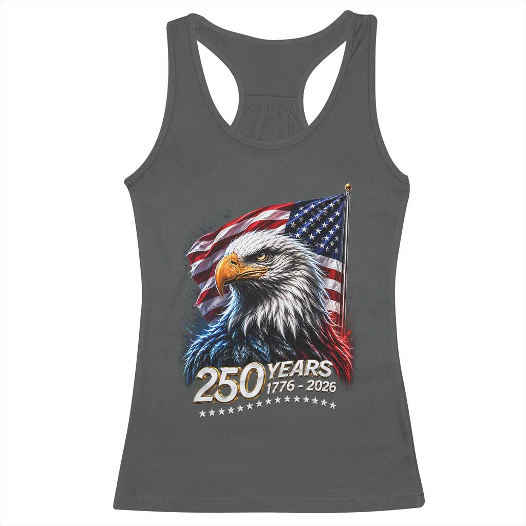 250 Years USA 250th Anniversary Racerback Tank Top Patriotic Eagle 4th of July TS11 Dark Heather Print Your Wear