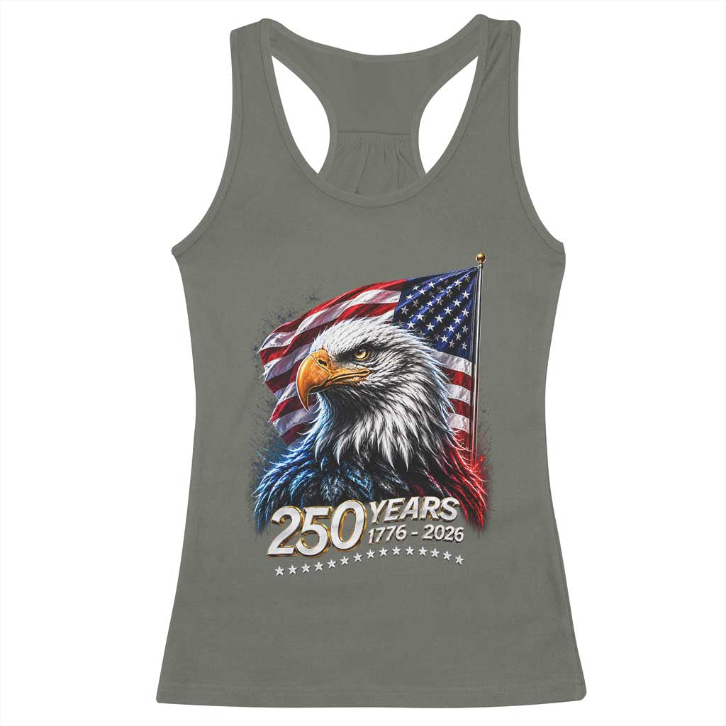 250 Years USA 250th Anniversary Racerback Tank Top Patriotic Eagle 4th of July TS11 Military Green Print Your Wear