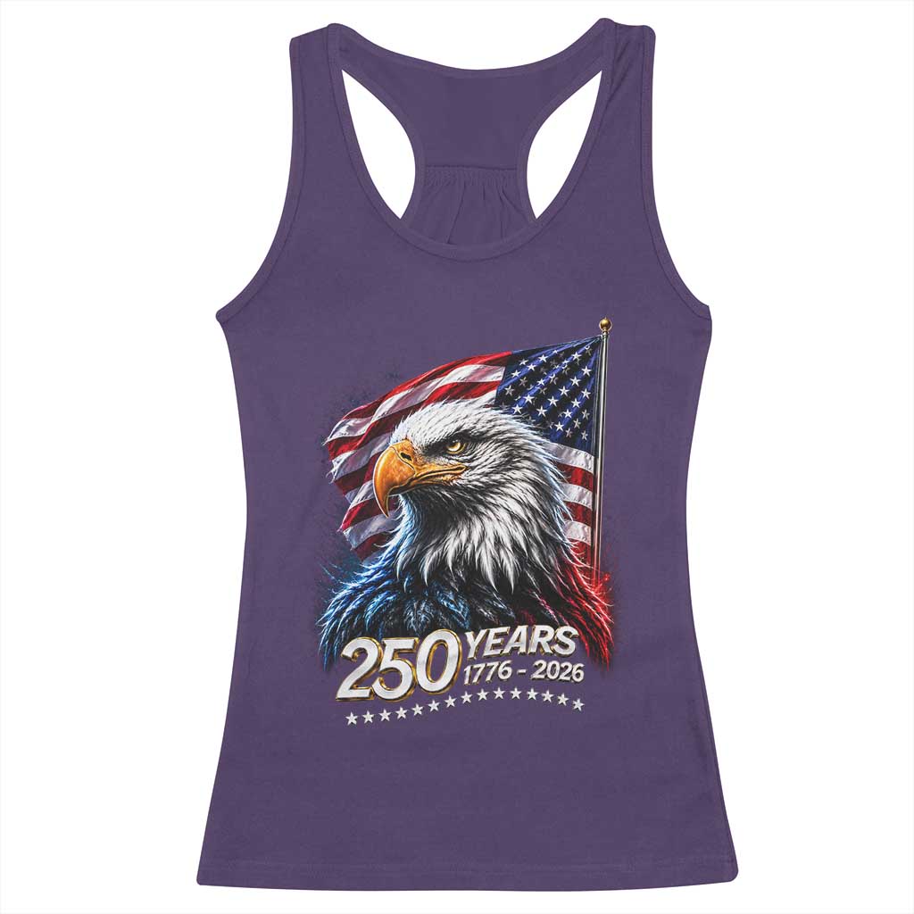 250 Years USA 250th Anniversary Racerback Tank Top Patriotic Eagle 4th of July TS11 Purple Print Your Wear