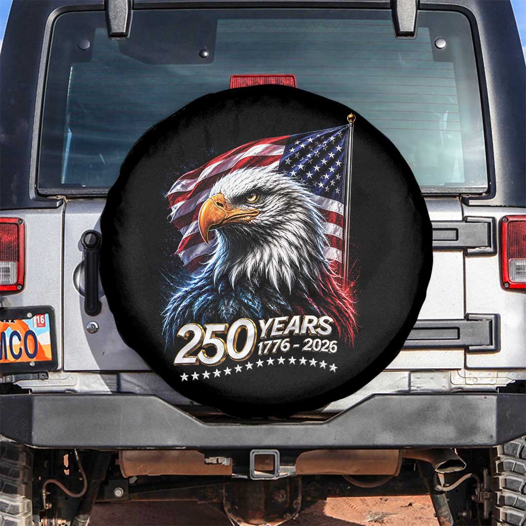 250 Years USA 250th Anniversary Spare Tire Cover Patriotic Eagle 4th of July TS11 No hole Black Print Your Wear