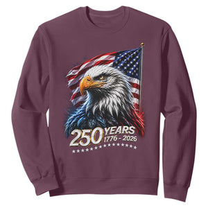 250 Years USA 250th Anniversary Sweatshirt Patriotic Eagle 4th of July TS11 Maroon Print Your Wear