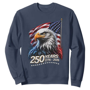 250 Years USA 250th Anniversary Sweatshirt Patriotic Eagle 4th of July TS11 Navy Print Your Wear