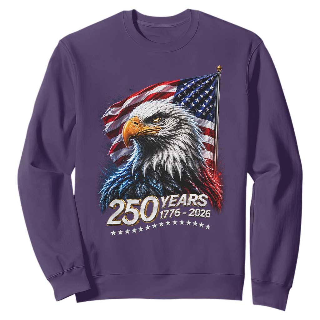 250 Years USA 250th Anniversary Sweatshirt Patriotic Eagle 4th of July TS11 Purple Print Your Wear