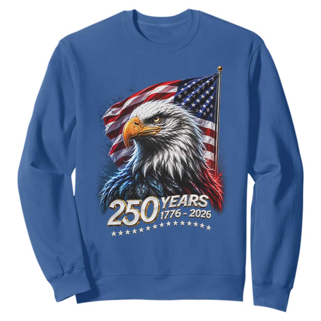 250 Years USA 250th Anniversary Sweatshirt Patriotic Eagle 4th of July TS11 Royal Blue Print Your Wear