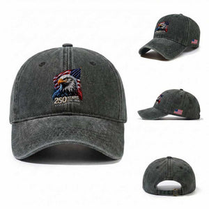 250 Years USA 250th Anniversary Washed Cotton Baseball Cap Patriotic Eagle 4th of July