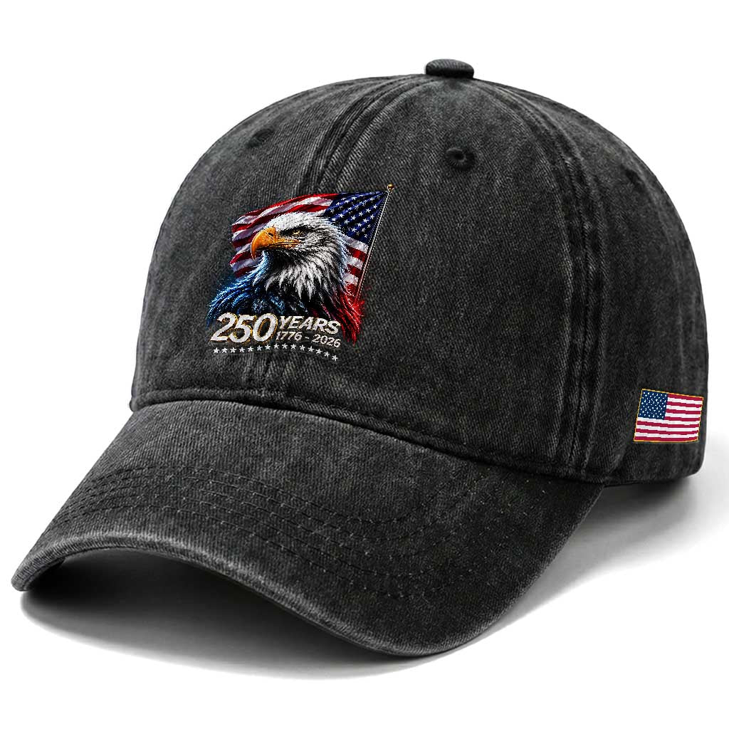 250 Years USA 250th Anniversary Washed Cotton Baseball Cap Patriotic Eagle 4th of July
